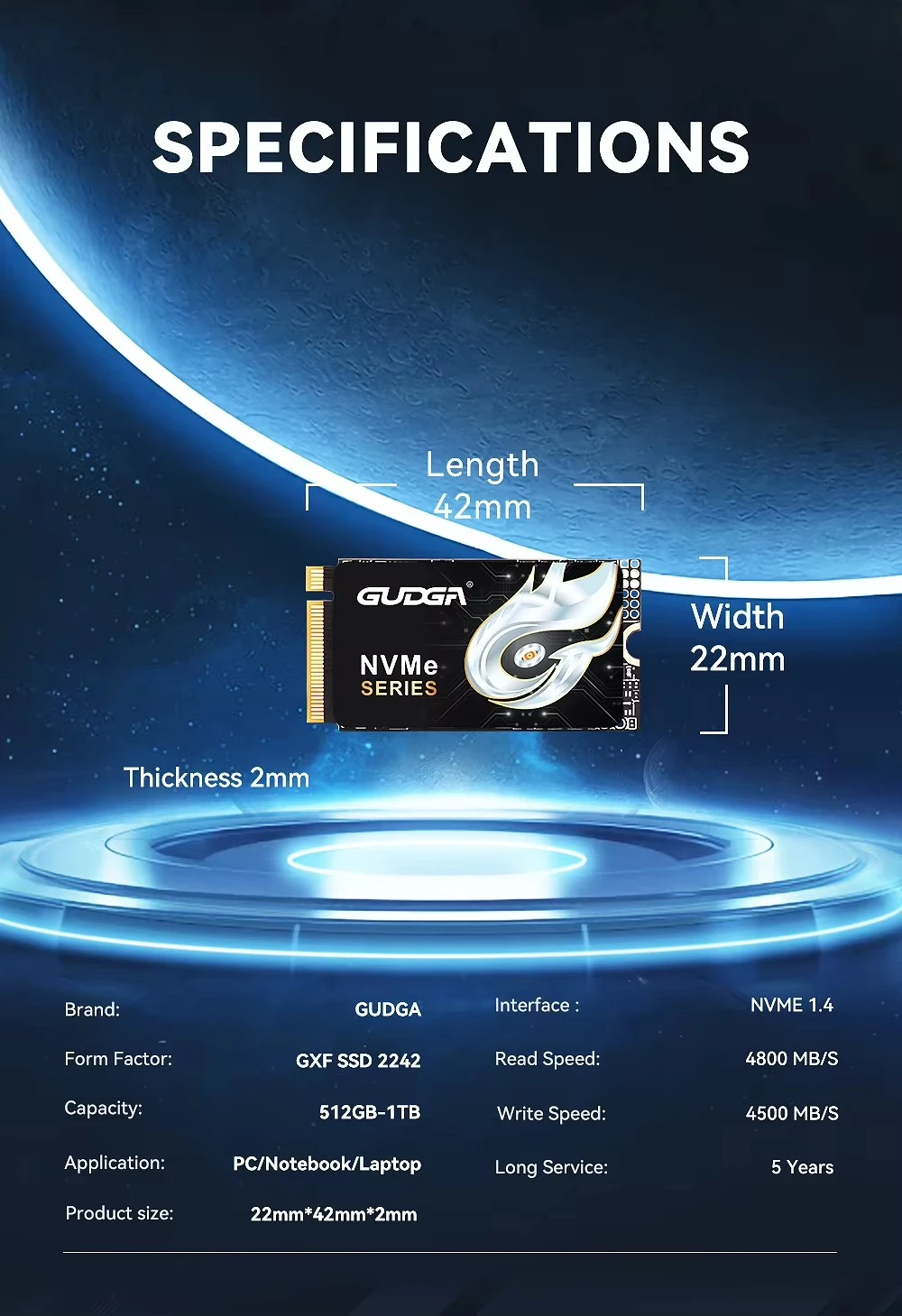 M.2 2242 PCIE 4.0 SSD Up to 5000MB/s for Laptop